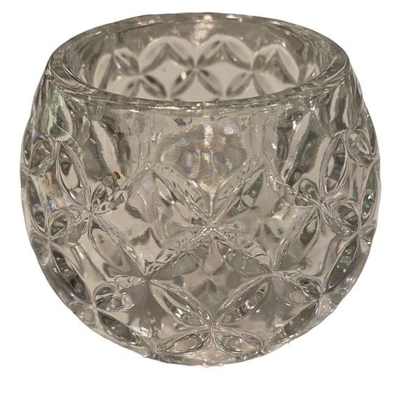 Vintage Clear Glass Reversible Large Fairy Lamp Diamond Cut Design Candle Holder - Picture 1 of 8